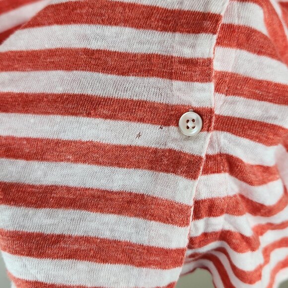 J. McLaughlin Brynn Linen Button Up Shirt in Stripe sz S Flawed - Picture 11 of 11